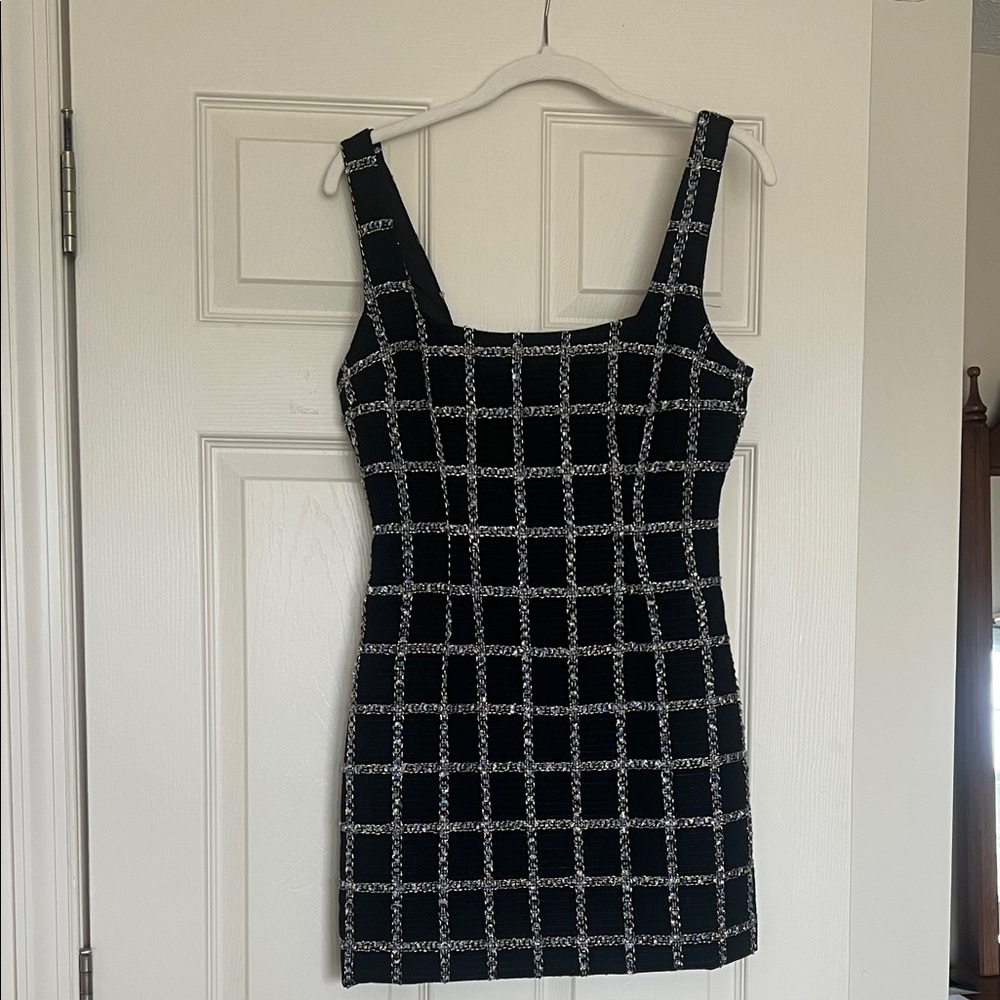 Lulu's Black and White Grid Mini Dress